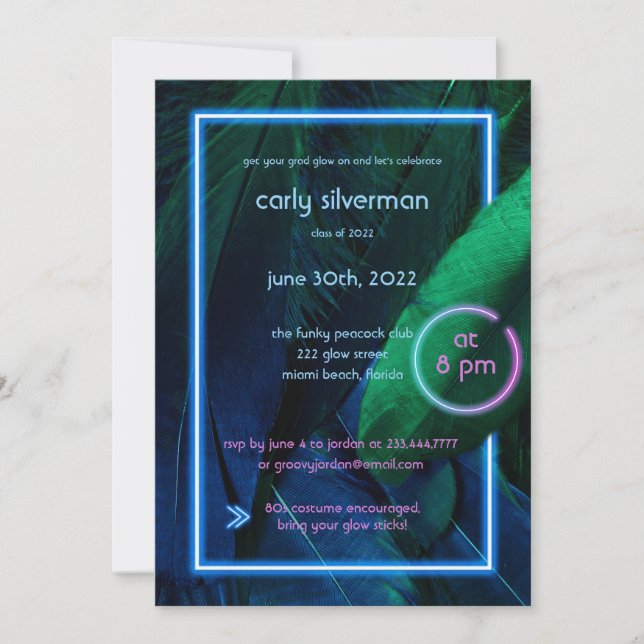 Neon Glow Graduation Party Invitation (Front)