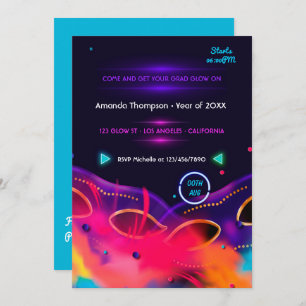Neon Glow Graduation Party Invitation