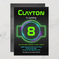 Neon Glow Green Boy 8th Birthday Laser Tag Party