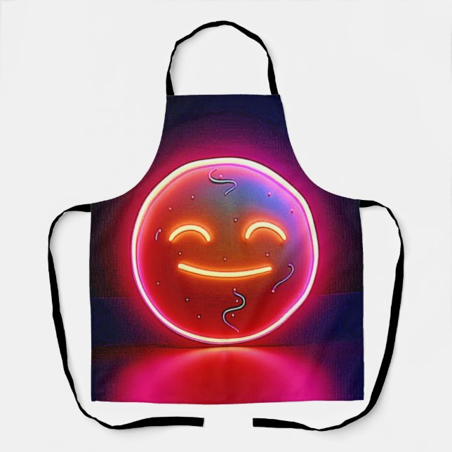 Neon Glow Happy Face Art Apron (Front)
