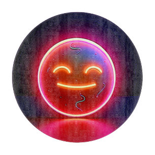 Neon Glow Happy Face Art Cutting Board