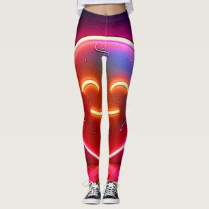 Neon Glow Happy Face Art Leggings