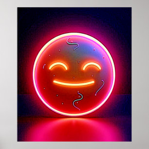 Neon Glow Happy Face Art Poster