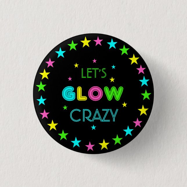 Neon Glow in the Dark Black Light Kids Birthday 3 Cm Round Badge (Front)