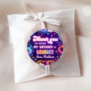 Neon Glow in the Dark Disco Girl Birthday Party Classic Round Sticker