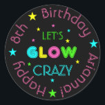 Neon Glow in the Dark Kids Birthday Sticker<br><div class="desc">This sticker is great to use for your glow in the dark party! Use to attach to gift bags,  treats,  cupcake toppers,  or to close invitation envelopes. The options are endless!

Check out the entire Glow Collection by JSday Designs: https://www.zazzle.com/collections/glow_party_products-119325198701602622</div>