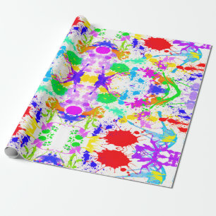 Neon Glow in the Dark Paint Splatter  Wrapping Paper