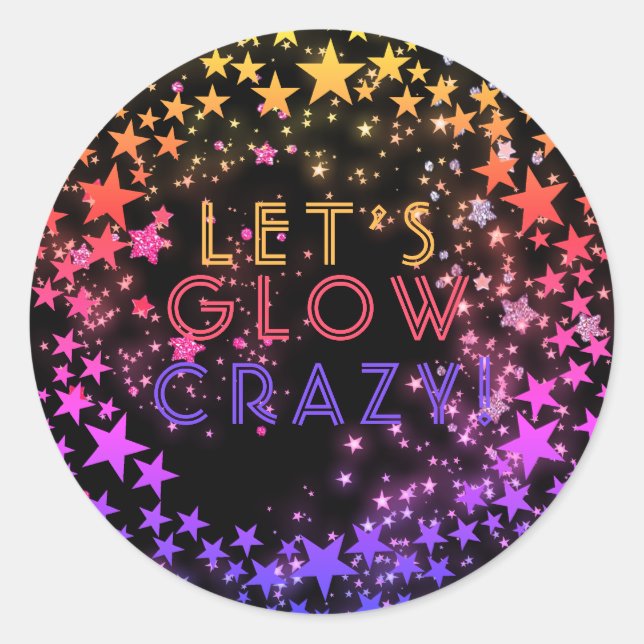 Neon Glow in The Dark Party Kids Birthday Favours Classic Round Sticker (Front)