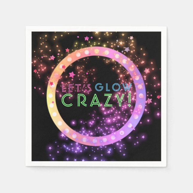 Neon Glow in the Dark Party | Kids Birthday Stars Napkin (Front)