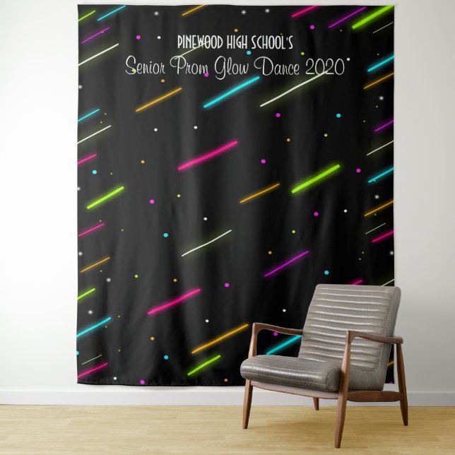 Neon Glow in the Dark Prom Dance Backdrop  Tapestry (In Situ)