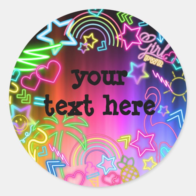 Neon Glow in the Dark, Rainbow Cheetah print  Classic Round Sticker (Front)