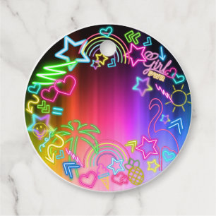 Neon Glow in the Dark, Rainbow Cheetah print Favour Tags
