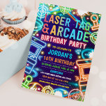 Neon Glow Laser Tag And Arcade Birthday Party  Invitation<br><div class="desc">Neon Glow Laser Tag And Arcade Birthday Party Invitation</div>