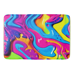 Neon Glow Liquid Splatter Artwork Bath Mat