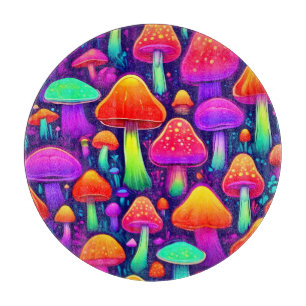 Neon Glow Mushroom Forest Cutting Board