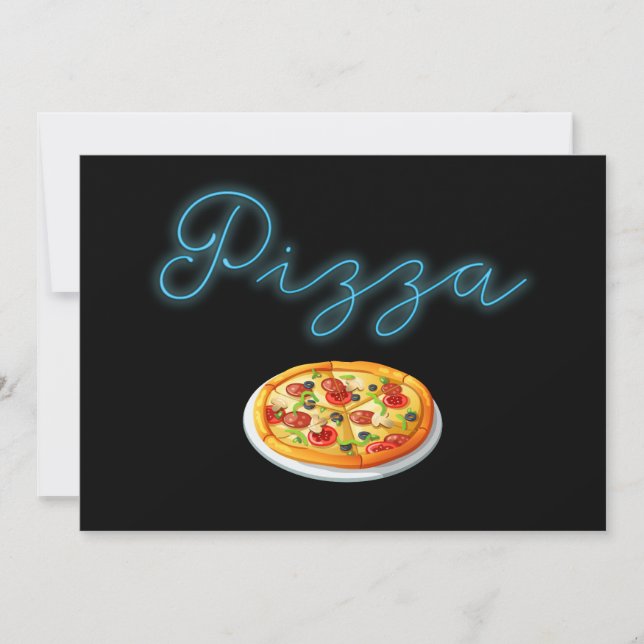 Neon Glow Pizza Invitation (Front)