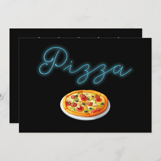 Neon Glow Pizza Party Invitation (Front/Back)
