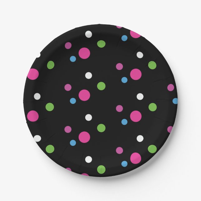 Neon Glow Polka Dots Party Plates (Front)