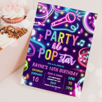 Neon Glow Pop Star Dance Music Birthday Party