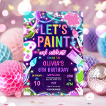 Neon Glow Pottery Painting Birthday Party Invitation<br><div class="desc">Neon Glow Pottery Painting Birthday Party Invitation</div>