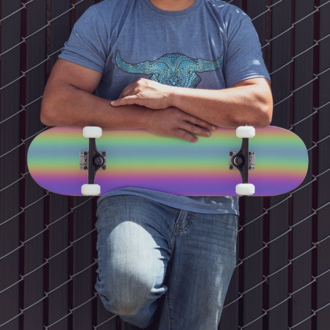 Neon Glow Rainbow Stripe Skateboard (Outdoor 3)