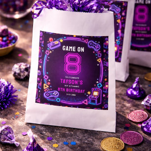 Neon Glow Retro Arcade Gaming 8th Birthday Favour Bag