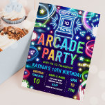 Neon Glow Retro Arcade Gaming Birthday Party Invitation<br><div class="desc">Neon Glow Retro Arcade Gaming Birthday Party Invitation</div>