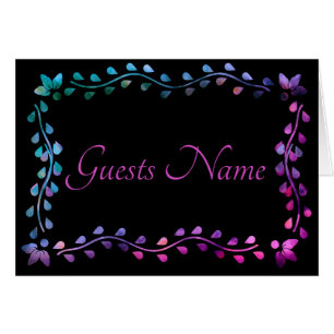 Neon Glow Seating Guests Name Table Card