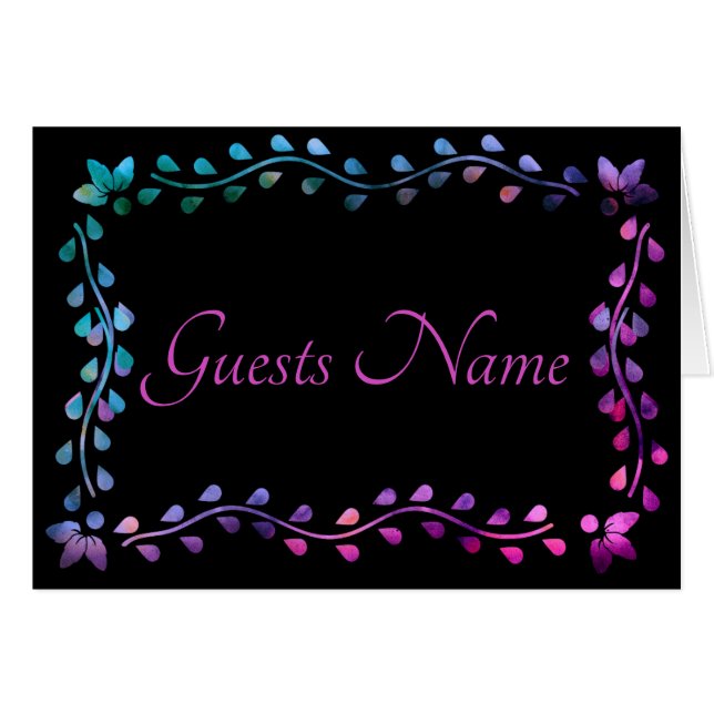 Neon Glow Seating Guests Name Table Card (Front Horizontal)