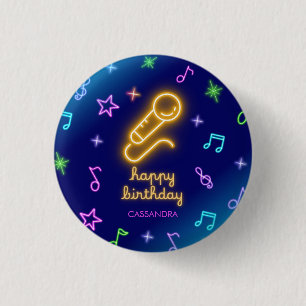Neon Glow Singing Karaoke Birthday 3 Cm Round Badge