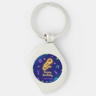 Neon Glow Singing Karaoke Birthday Key Ring