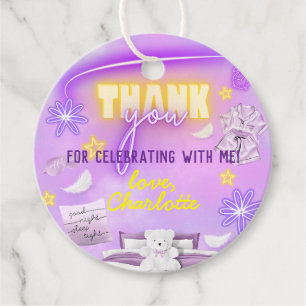 Neon Glow Sleepover Slumber Party Thank You Favour Tags