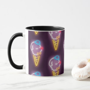 Neon Glow: Smiling Bichon Ice Cream Repeat Pattern Mug