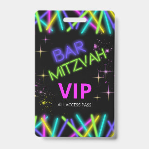 Neon Glow Stick Bar Mitzvah ID991 ID Badge