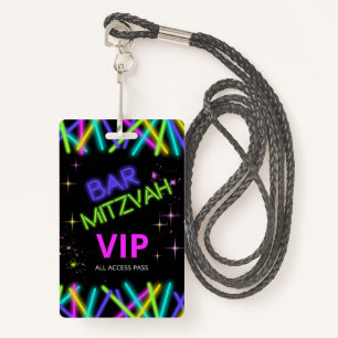 Neon Glow Stick Bar Mitzvah ID991 ID Badge