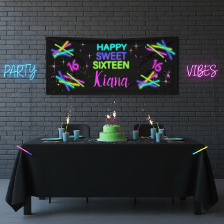 Neon Glow Stick Sweet 16 Name ID760 Banner