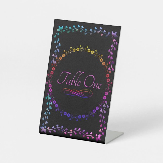 Neon Glow Table Number Sign Pedestal Sign (Front)