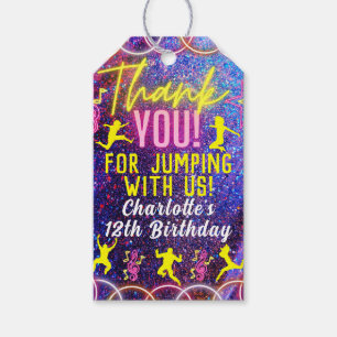 Neon Glow Trampoline Jumping Party Thank You Favou Gift Tags