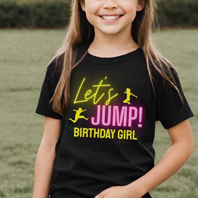 Neon Glow Trampoline Party Let's Jump Birthday T-Shirt (Creator Uploaded)