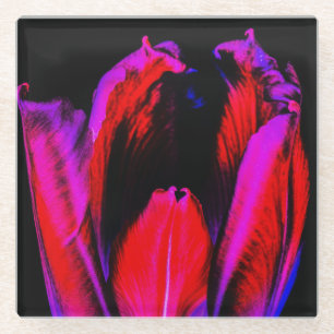 Neon Glow Tulip Glass Coaster