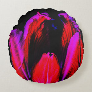 Neon Glow Tulip Round Cushion