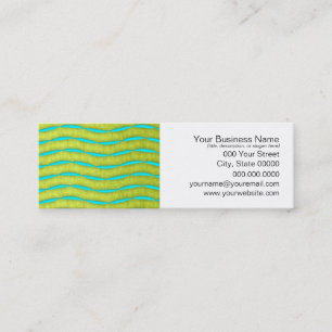 Neon Glow Yellow and Turquoise Bright Fun Pattern Mini Business Card
