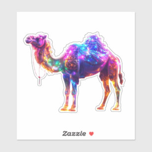 Neon Glowing Camel Art Print - Colourful Fantasy