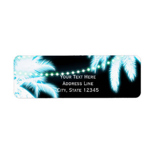 Neon Glowing Palm Trees Beach Party Summer Return Address Label