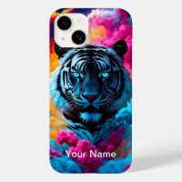 Neon Glowing Tiger mystical and ethereal 