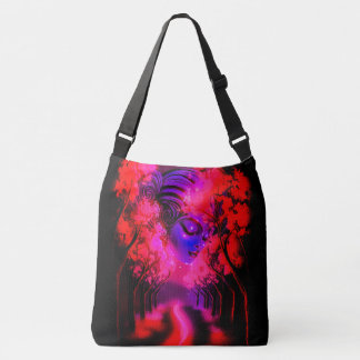 Neon Goddess in Enchanted Forest Crossbody Bag