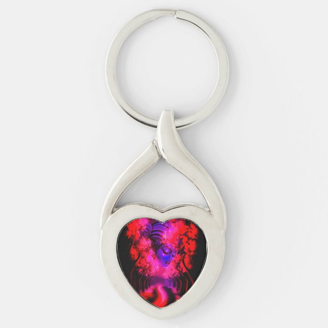 Neon Goddess in Enchanted Forest Key Ring (Front)