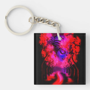 Neon Goddess in Enchanted Forest Key Ring