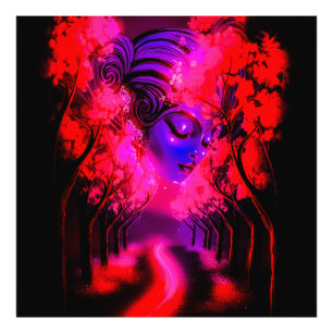 Neon Goddess in Enchanted Forest Photo Print