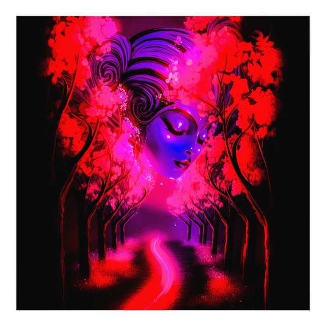 Neon Goddess in Enchanted Forest Photo Print (Front)
